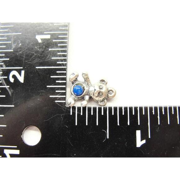 925 Lapis Bear Sterling Silver Pendant Charm Patina Vintage - Picture 8 of 8